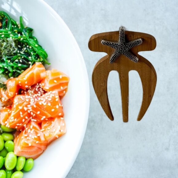 Bamboo Salad Hand With Knob Handle - Picture 6 of 7